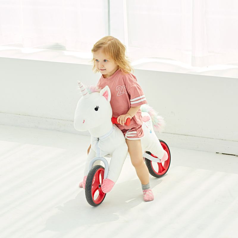 Wonder&Wise Kids Animal Plush Toddler Training Balance Bike Ride On Toy, Unicorn
