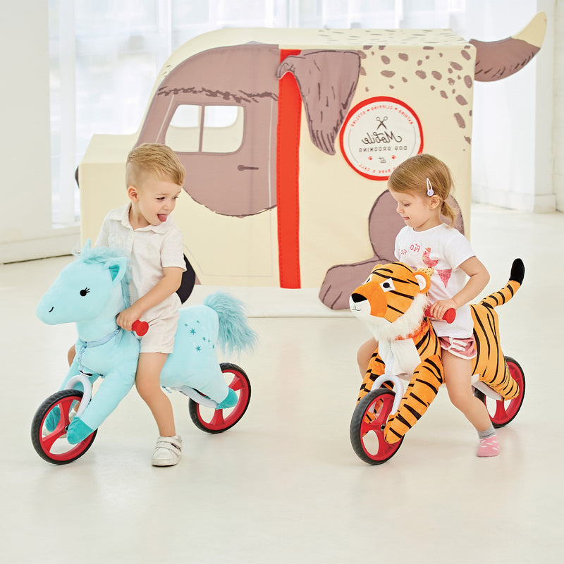 Wonder&Wise Kids Animal Plush Toddler Training Balance Bike Ride On Toy, Blue