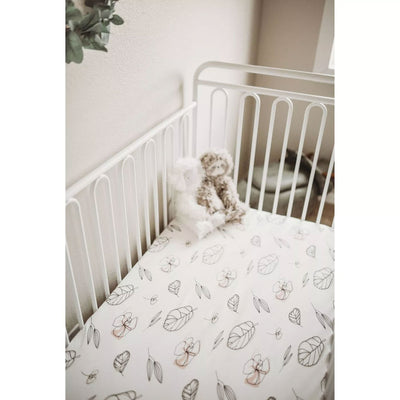 Goumikids 2 Piece Soft Organic Nursery Crib Fitted Sheet Bedding Set, Floral