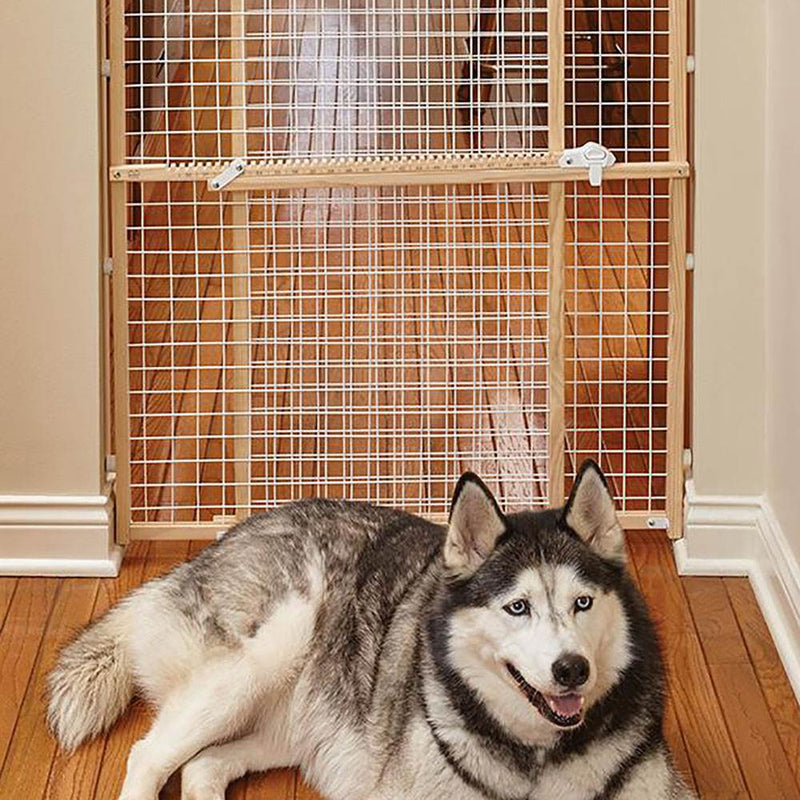 MidWest Homes for Pets 44 Inch Tall Wood and Wire Mesh Adjustable Dog Pet Gate