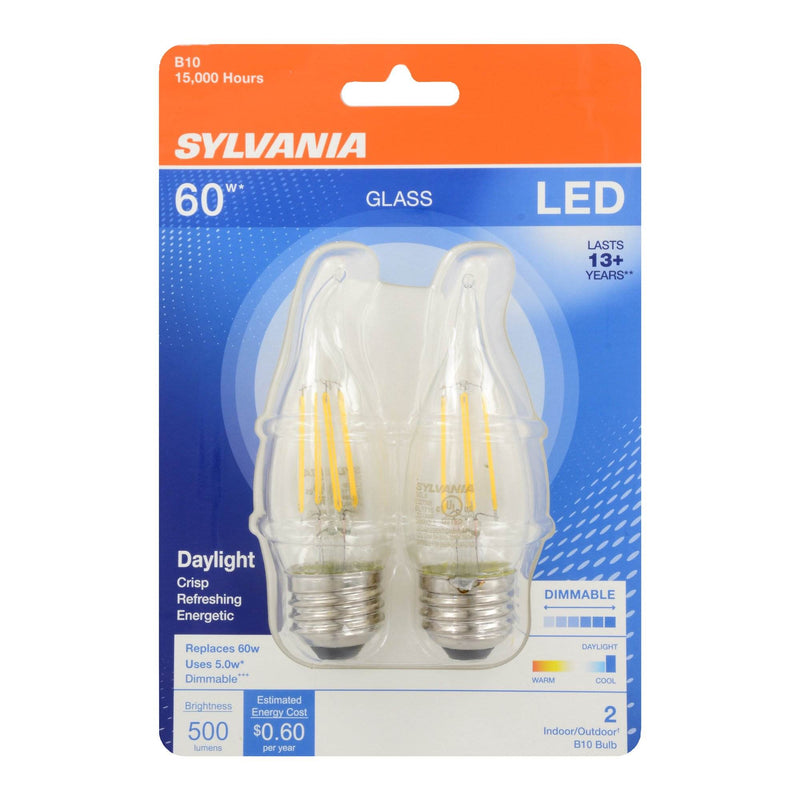 Sylvania LED B10 60W Medium Base Dimmable Daylight 5000K Light Bulb (2 Pack)