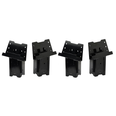 HME Welded Steel Brackets for 4 x 4 Elevated Wood Support Posts, Black (4 Pack)