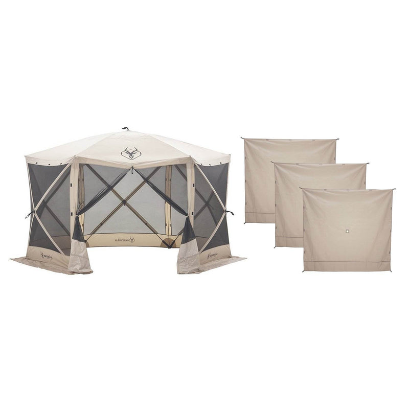 Gazelle G6 8 Person 6 Sided 124" Portable Canopy Screen Tent with 3 Wind Panels
