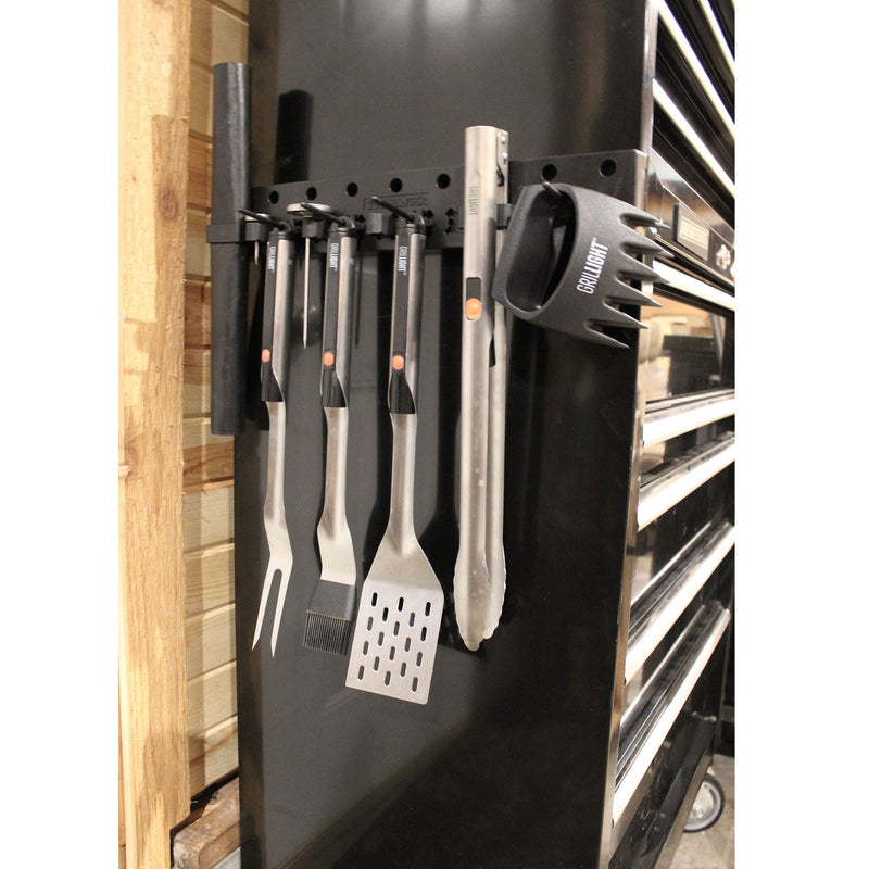 Grillight 1400802 Magnetic Wall Holder Grill Utensil & Kitchen Tool Rack, Black