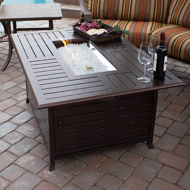 AZ Patio Heaters Outdoor Square Patio Fireplace Fire Pit Table, Rustic Bronze