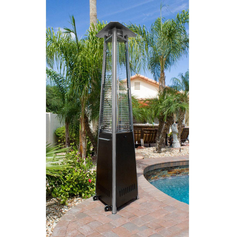 AZ Patio Heaters Tall Triangle Glass Tube Liquid Propane Heater, Hammered Bronze
