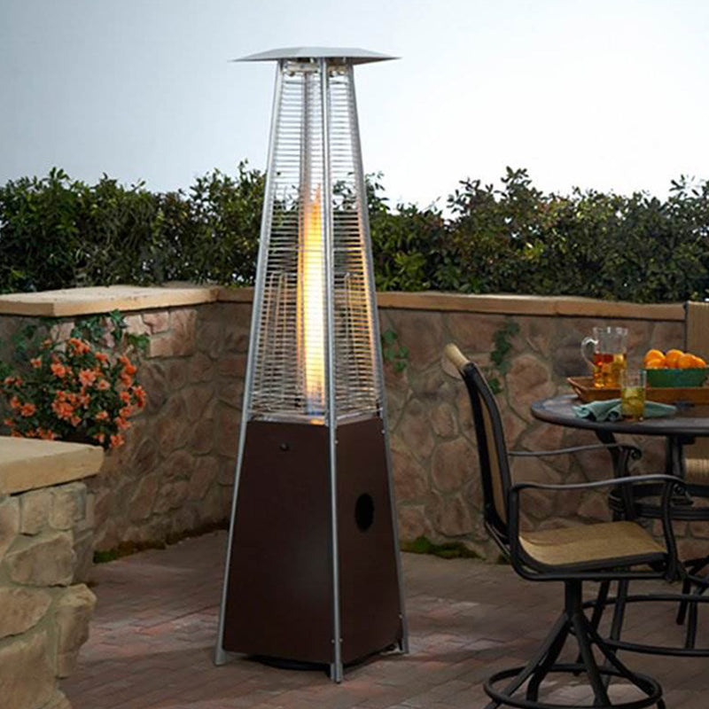 AZ Patio Tall Outdoor Triangle Glass Tube Liquid Propane Heater, Hammered Bronze