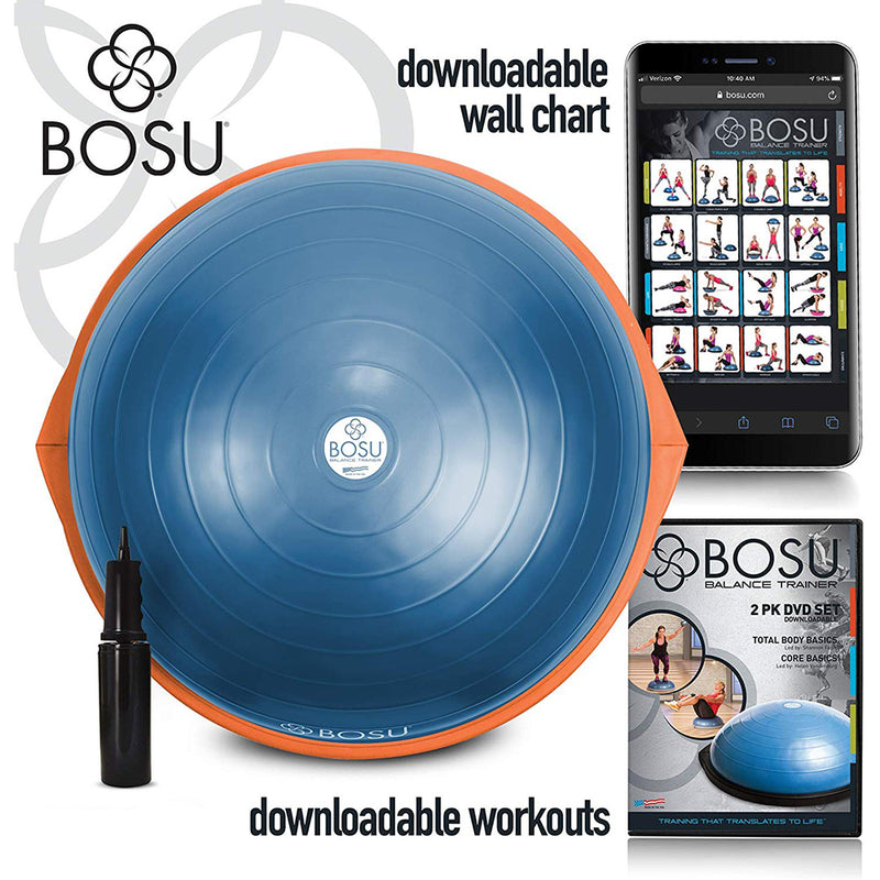 Bosu 72-10850 The Original Balance Trainer with Hand Pump 65 cm, Blue and Orange