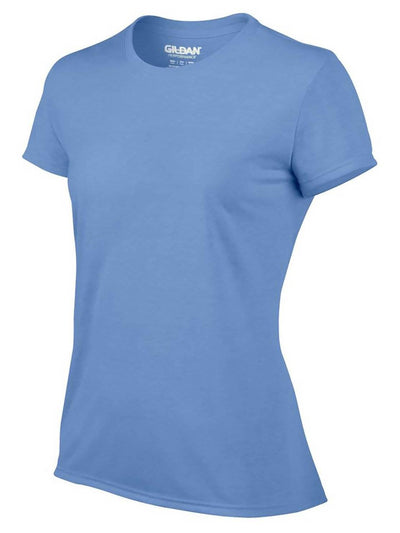 Gildan Classic Mens S Shirt, Charcoal + Missy Fit Womens XS Shirt, Carolina Blue