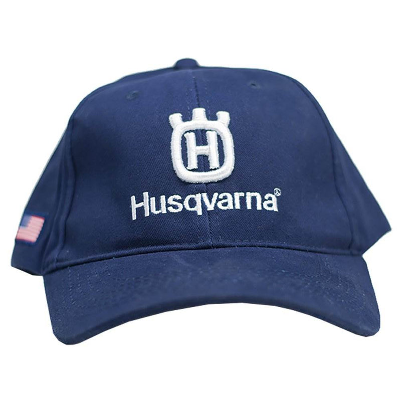 Husqvarna Logo Cotton Adjustable Baseball Cap with American Flag, Navy (2 Pack)