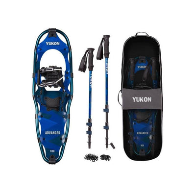 Yukon Charlie's Advanced 8" x 25" Backcountry Snowshoe Kit w/ Poles & Bag, Blue