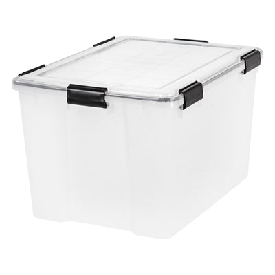 IRIS USA Weathertight 74 Quart Buckle Down Storage Latch Box Container (2 Pack)