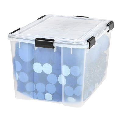 IRIS USA Weathertight 74 Quart Buckle Down Storage Latch Box Container (2 Pack)