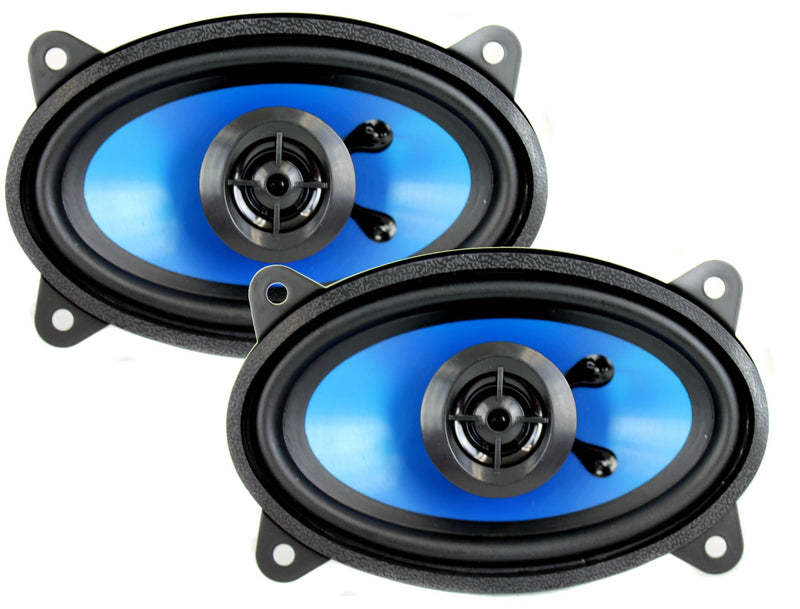 Q Power 4x6" 250 Watt 2-Way Blue Car Audio Coaxial Stereo Speakers (4 Pack)