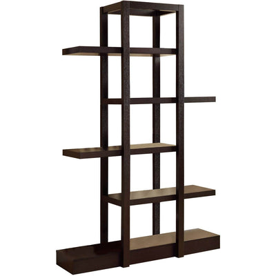 Monarch 71" 5 Tier Shelved Cappuccino Open Concept Etagere Bookcase (2 Pack)