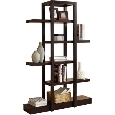 Monarch 71" 5 Tier Shelved Cappuccino Open Concept Etagere Bookcase (2 Pack)