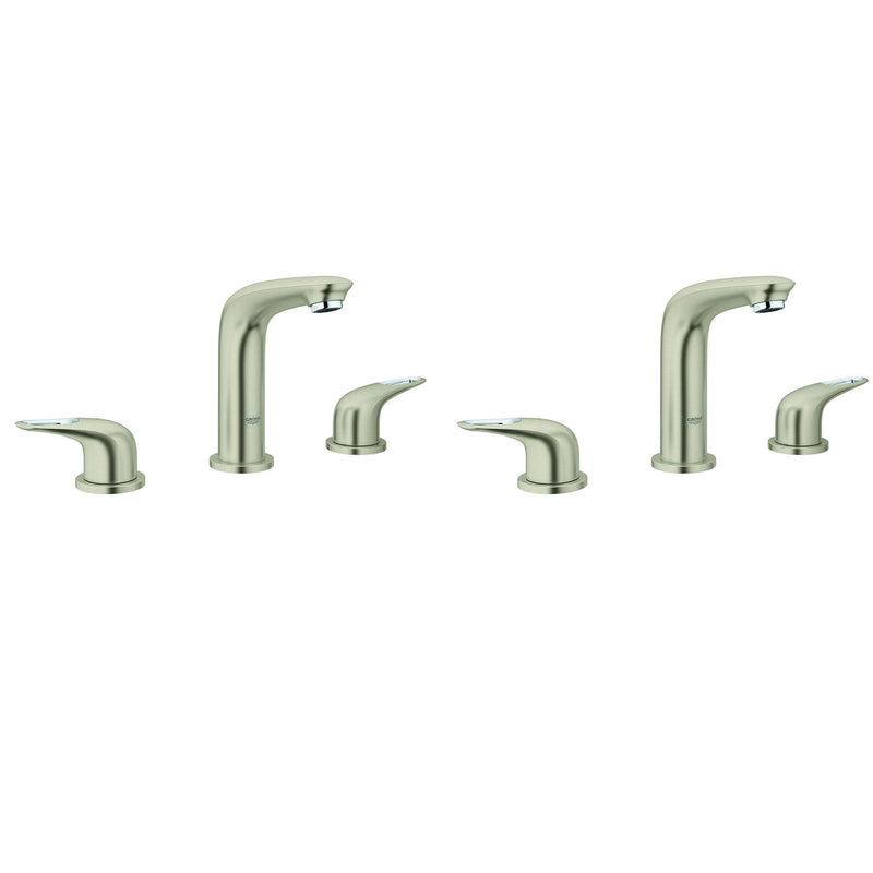 Grohe Eurostyle 8" Wide 2 Handle 3 Hole Bathroom Faucet, Brushed Nickel (2 Pack)