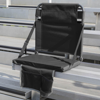 Eastpoint Sports Adjustable Bleacher Backrest Stadium Seat w/ Cup Holder, Black