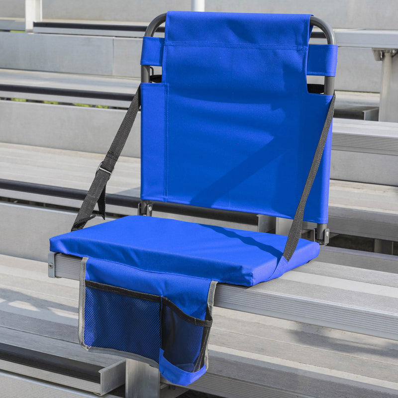 EastPoint Sports Adjustable Bleacher Back Stadium Seat w/ Cup Holder, Royal Blue