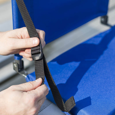 EastPoint Sports Adjustable Bleacher Back Stadium Seat w/ Cup Holder, Royal Blue