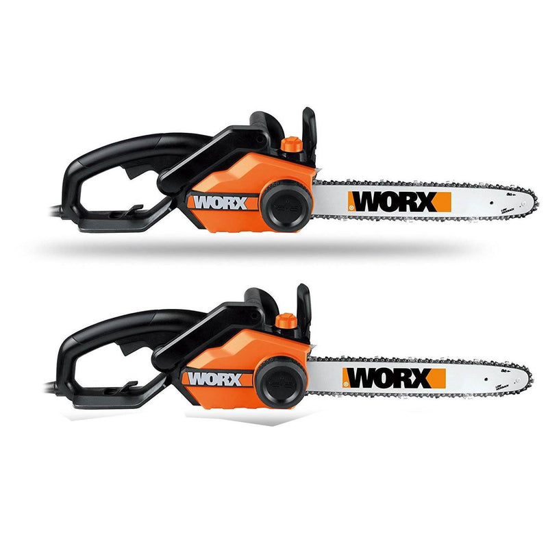 Worx 16-Inch Bar Powerful 14.5 Amp Lightweight Corded Electric Chainsaw (2 Pack)