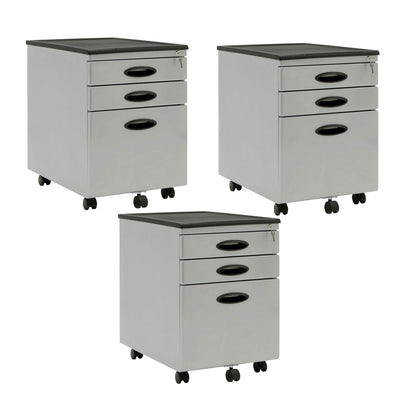 Calico Designs Home Office Furniture Storage 3 Drawer File Cabinet (3 Pack)