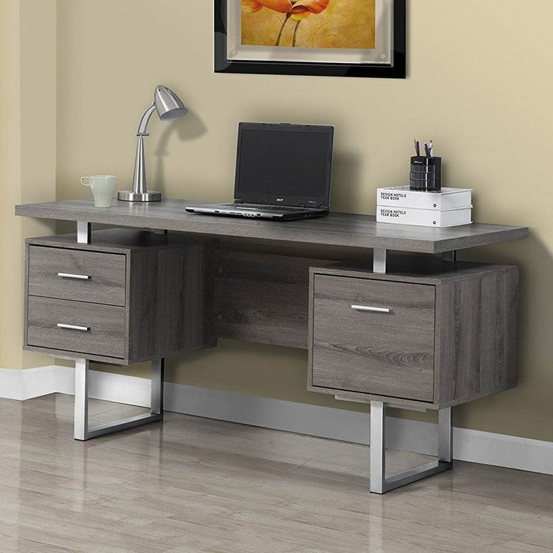 Monarch 60" Contemporary Modern Home Office Study Computer Desk, Taupe (2 Pack)