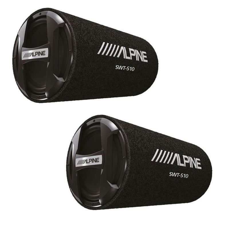 Alpine Bass Reflex Single 10 Inch Sealed Sub Tube with Protective Grill (2 Pack)