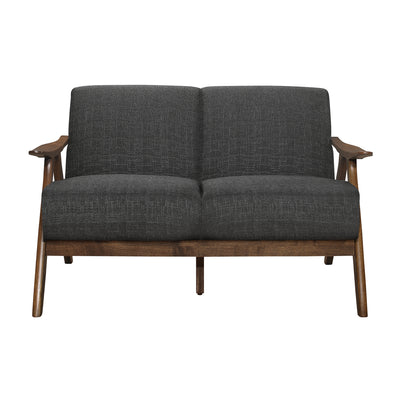 Lexicon 1138DG-2 Damala Collection Retro Inspired Love Seat Couch, Dark Grey