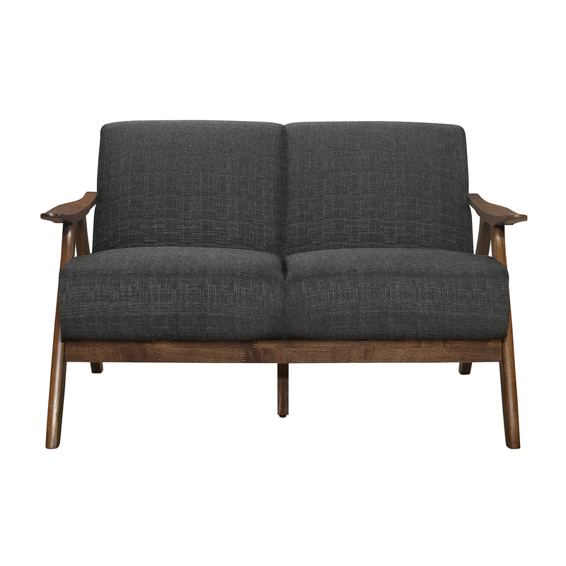Lexicon 1138DG-2 Damala Collection Retro Inspired Love Seat Couch, Dark Grey