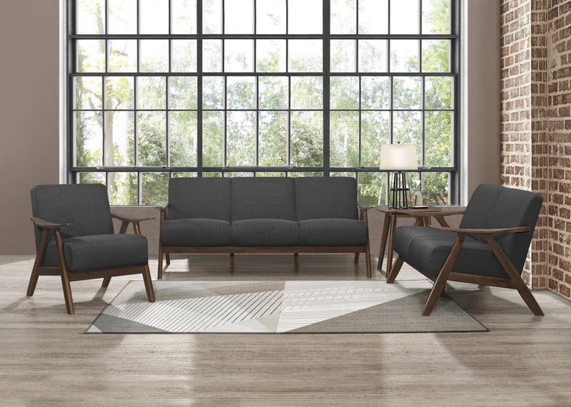 Lexicon 1138DG-3 Damala Collection Retro Inspired Sofa Couch, Dark Gray
