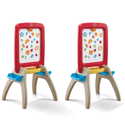 Step2 All Around Easel for Two Kids Dry Erase Magnetic Chalkboard Easel (2 Pack)