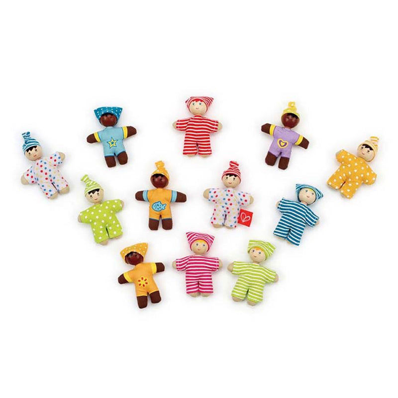 Hape Kids Happy Babies Toddler Pocket Pretend Play Fabric Doll Toy Set of 24