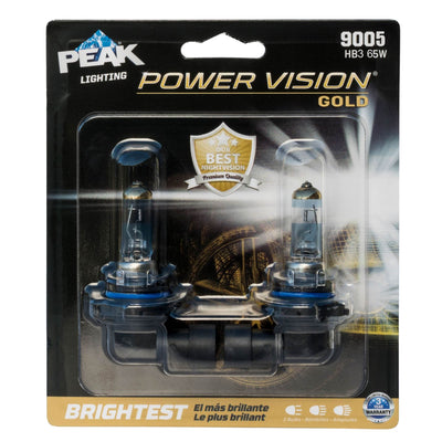 PEAK Lighting Power Vision Gold 9005 HB3 65W Brightest White Headlight Bulbs