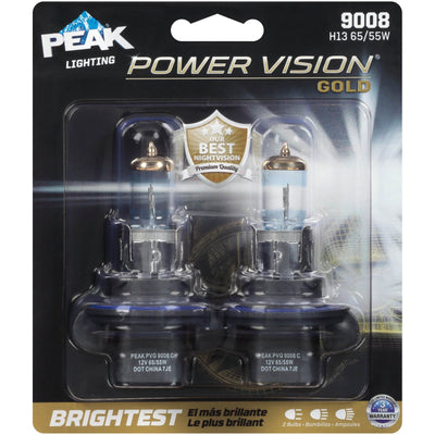 PEAK Lighting Power Vision Gold 9008 H13 65W Brightest White Vehicle Headlight