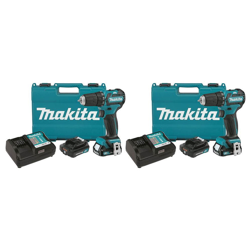 Makita 12V Max CXT Lithium Ion Brushless Cordless 3/8" Driver Drill Kit (2 Pack)