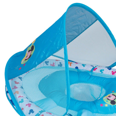 SwimWays Inflatable Infant Baby Pool Float w/ Canopy, Mickey Mouse (2 Pack)
