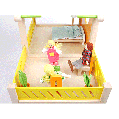 Hape Happy Villa Wooden Kids Toy House Dollhouse w/ Dolls and Furniture (2 Pack)