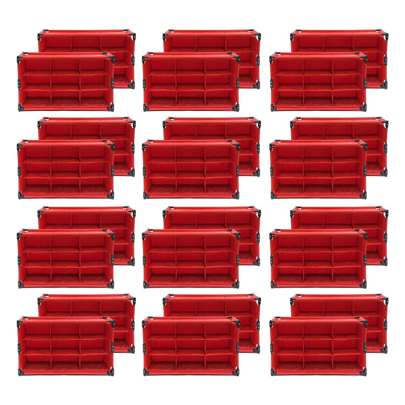 Origami 9 Cube Stackable Foldable Home Storage Organizer Shelf, Red  (24 Pack)