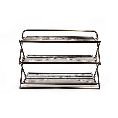 Origami Group Sturdy Metal 3 Tier Foldable Closet Shoe Rack, Brown (4 Pack)