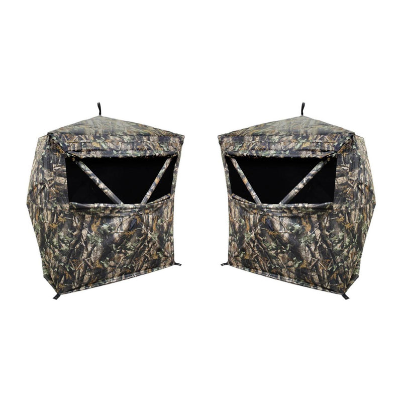 HME Portable 2 Person Camo Bird and Deer Hunting Hub Ground Blind (2 Pack)