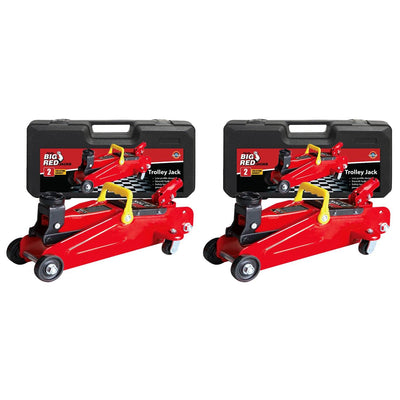 Torin Big Red 2 Ton Hydraulic Swivel Trolley Floor Jack with Carry Case (2 Pack)