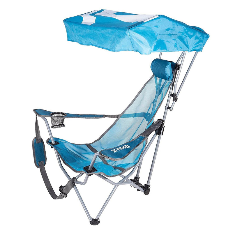 Kelsyus Backpack Beach Camping Folding Lawn Chair with Canopy, Teal (2 Pack)