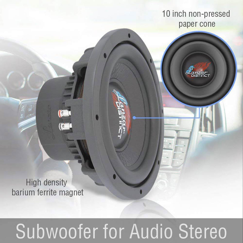 Lanzar 10 Inch 1000 Watt 4 Ohm Die Cast Aluminum Car Audio Subwoofer (2 Pack)