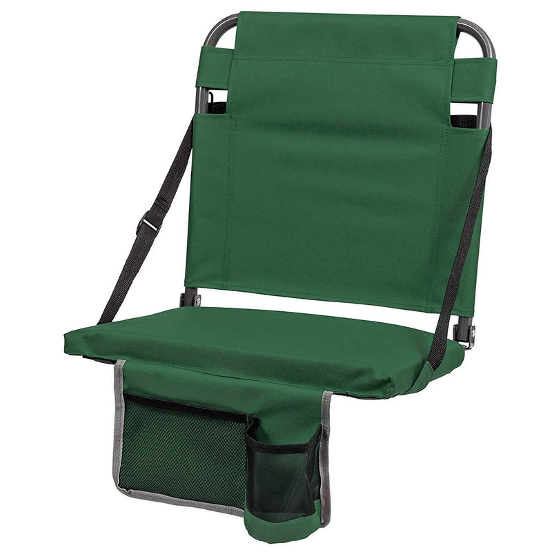 Eastpoint Sports Adjustable Bleacher Backrest Stadium Seat w/ Cup Holder, Green