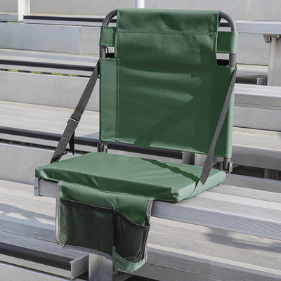 Eastpoint Sports Adjustable Bleacher Backrest Stadium Seat w/ Cup Holder, Green