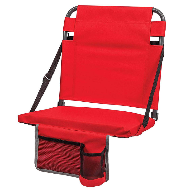 Eastpoint Sports Adjustable Bleacher Backrest Stadium Seat w/ Cup Holder, Red