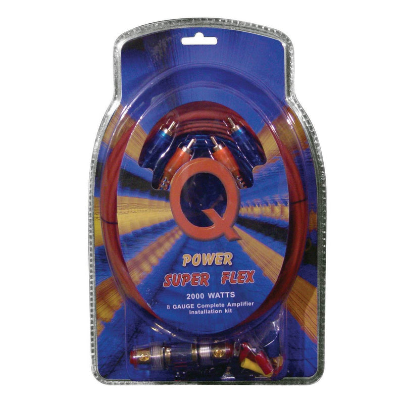 Q Power Super Flex 8 Gauge 2000 Watt Car Amplifier Wiring Amp Kit (10 Pack)
