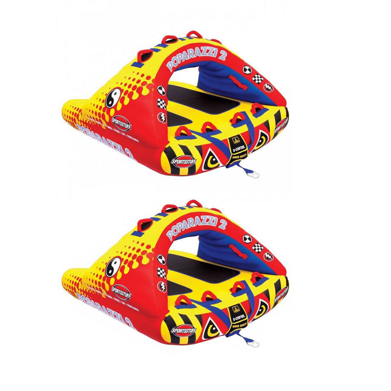 Sportsstuff Poparazzi 2 Double Rider Wing-Shaped Lake Boat Towable Tube (2 Pack)