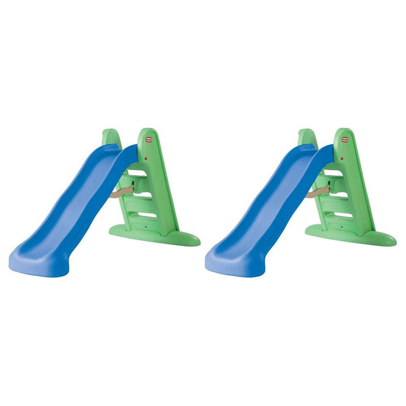 Little Tikes 5 Foot Easy Store Play Kids Folding Outdoor Backyard Slide (2 Pack)